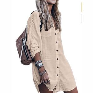 oversize button up coverup